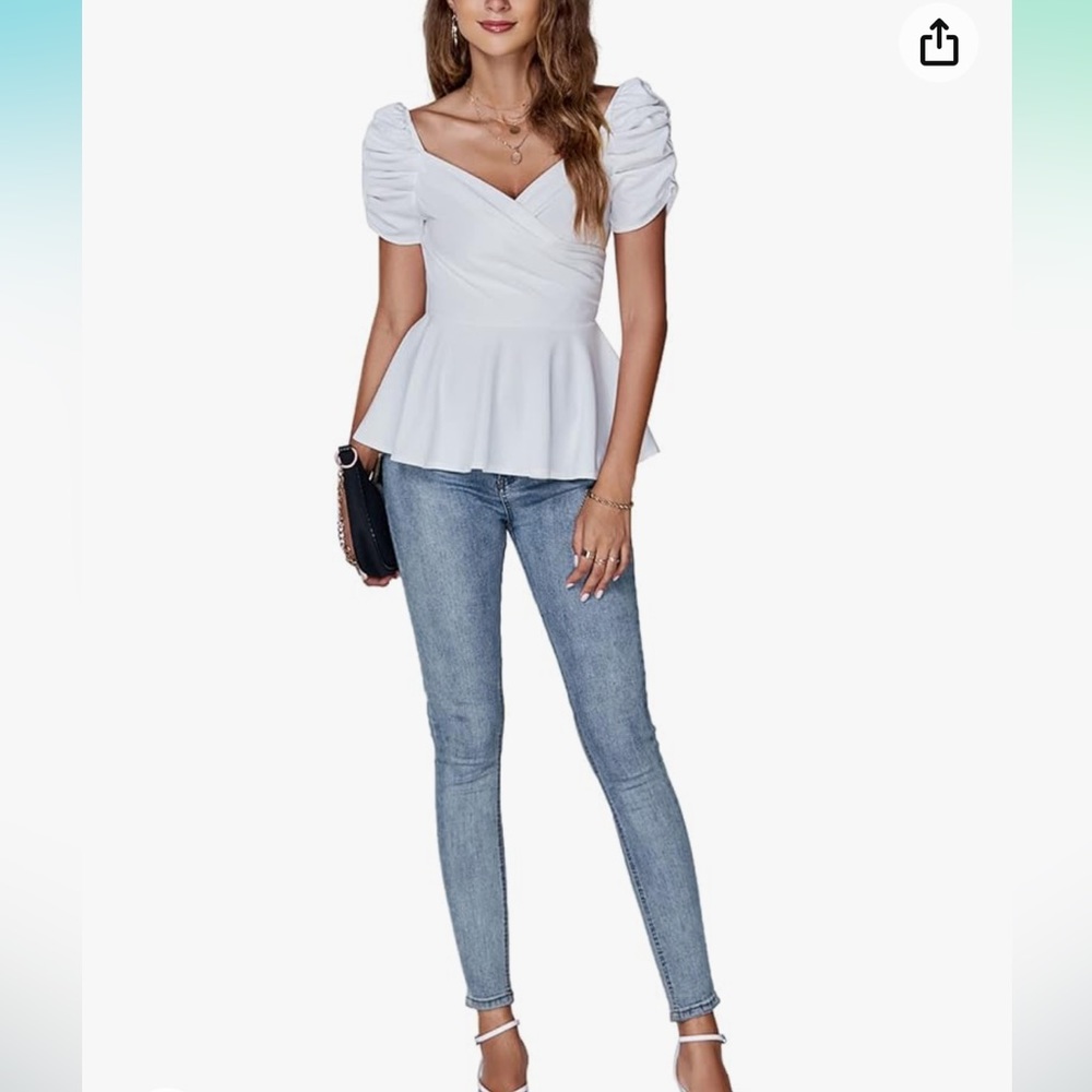 Flare Ruffle Peplum Top (Never Worn) | White | X-Large